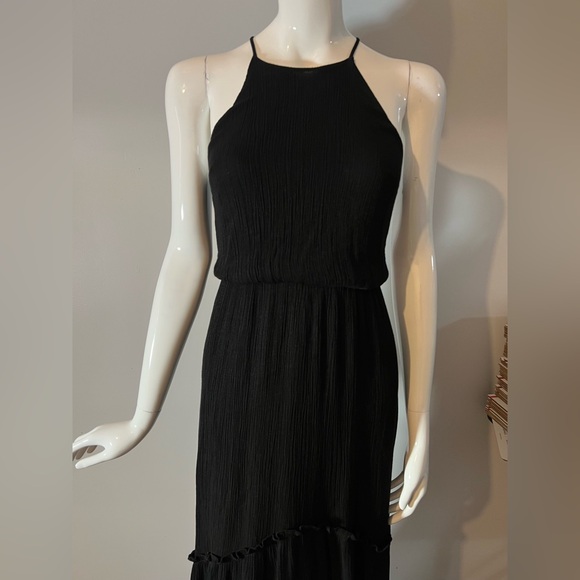 LUSH Haltered Tiered Mid Black Dress Small - Picture 3 of 8